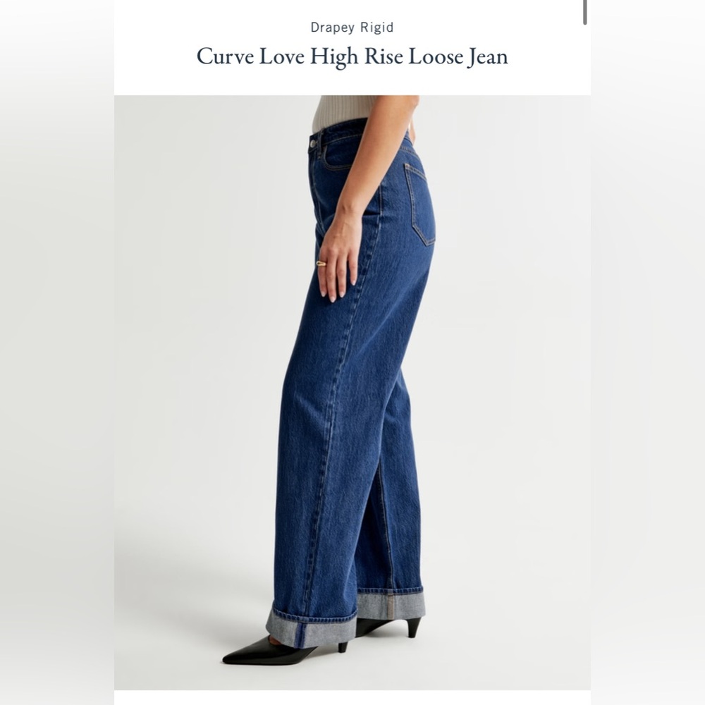 Abercrombie Curve Love High Rise Loose Jean Size 25 Dark with Cuff Women’s